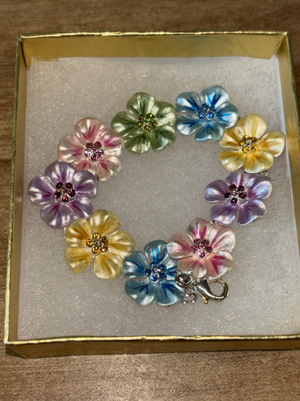 Premier Designs Anniversary Flower Enamel Crystal Bracelet